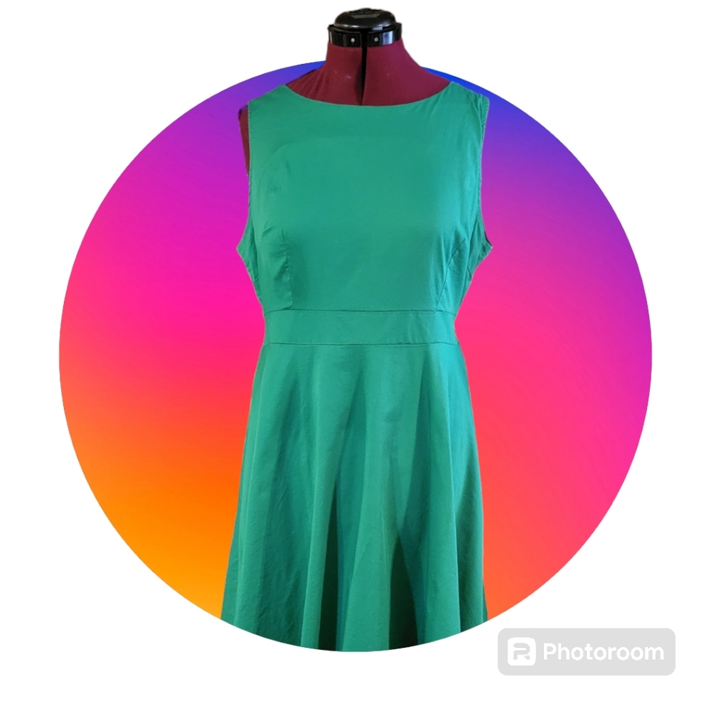 Women's Acevog, green, sleeveless, vintage retro style, dress, full, tie waist